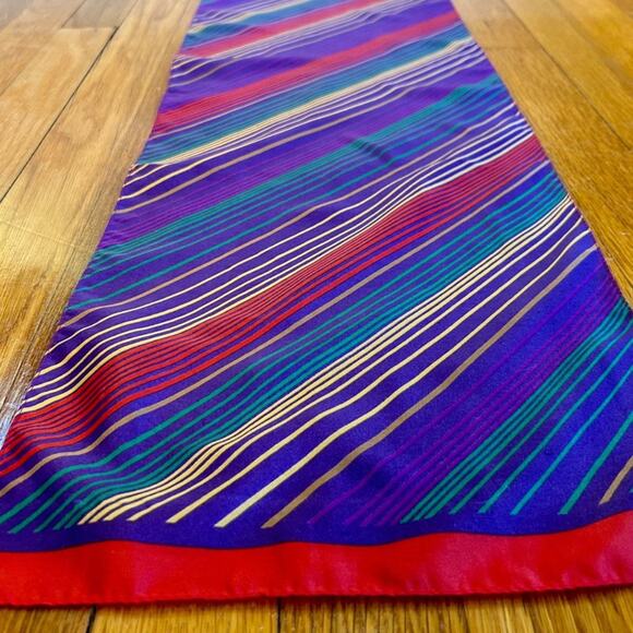 Vintage Women's Purple Striped Fashion Scarf Head Wrap Made in Italy - Picture 6 of 11